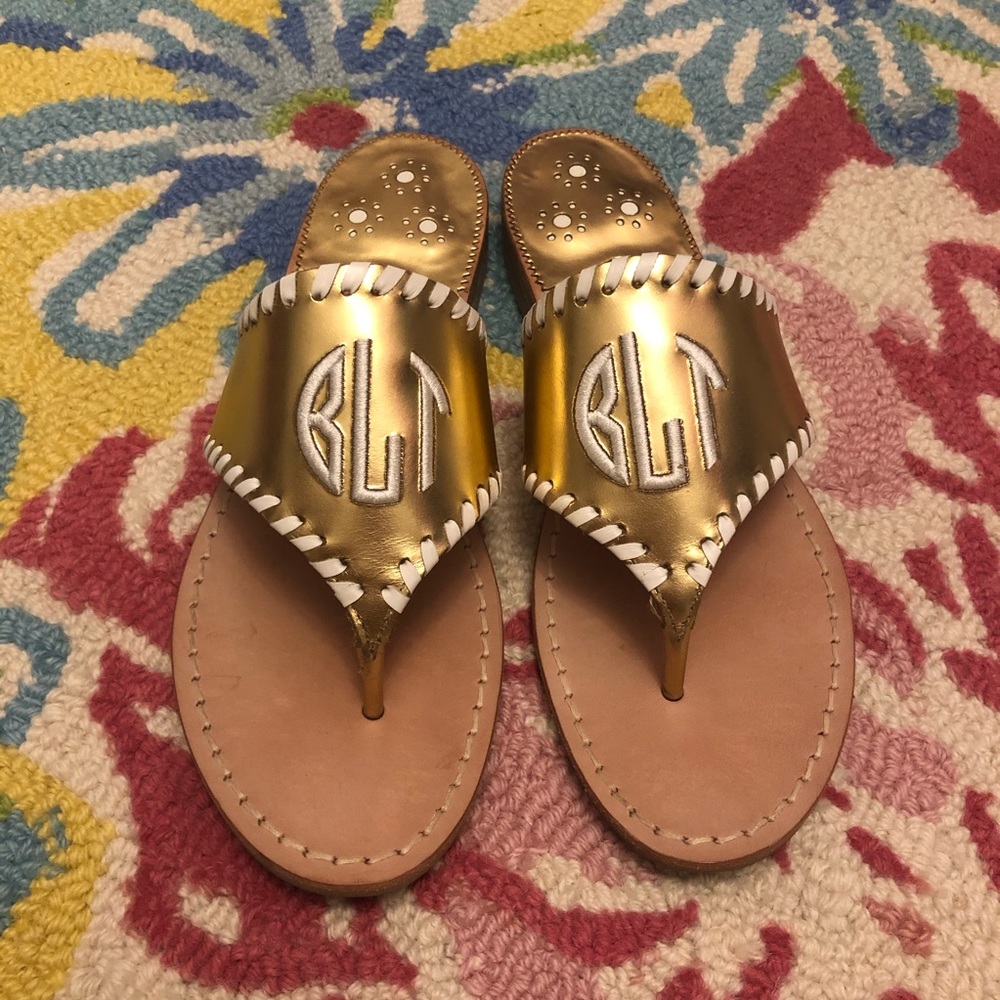 Custom Gold Monogram Jack Rogers Sandals